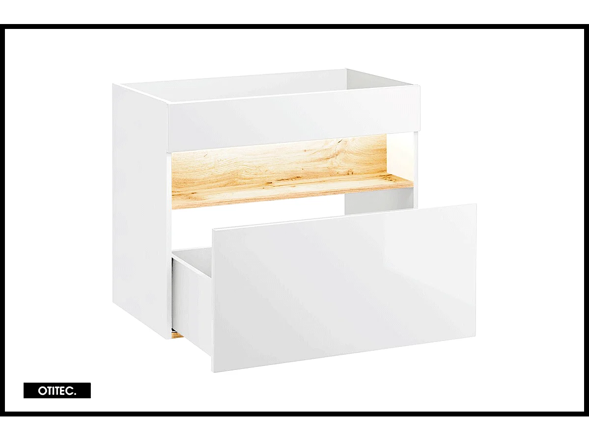 Meuble sous vasque de 80 cm - Blanc - 1 tiroir - CYCLO