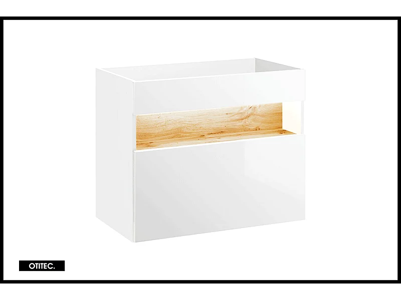 Meuble sous vasque de 80 cm - Blanc - 1 tiroir - CYCLO