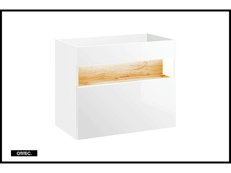 Meuble sous vasque de 80 cm - Blanc - 1 tiroir - CYCLO