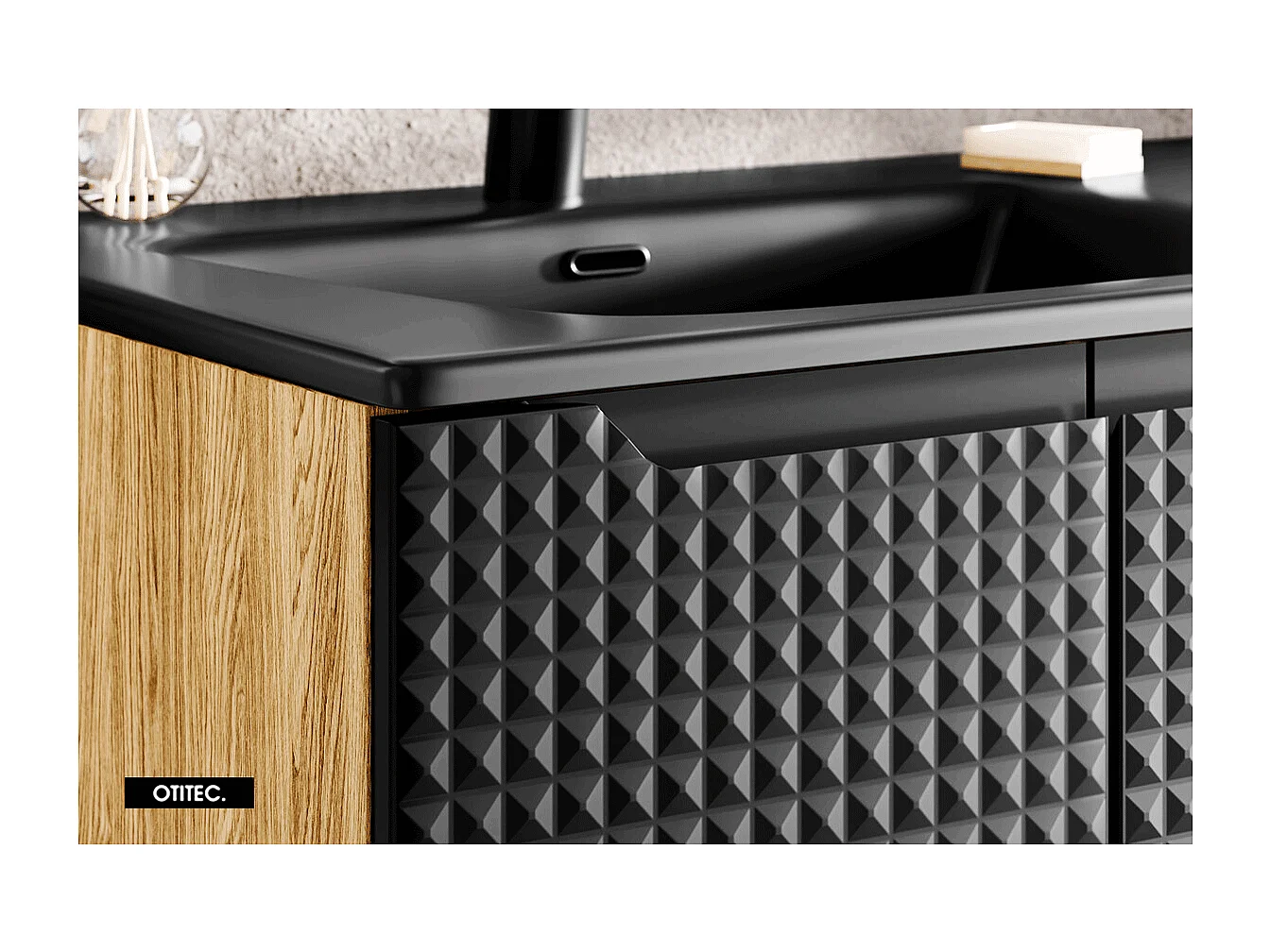 Meuble sous vasque de 60 cm - Noir - 2 portes - SETTA