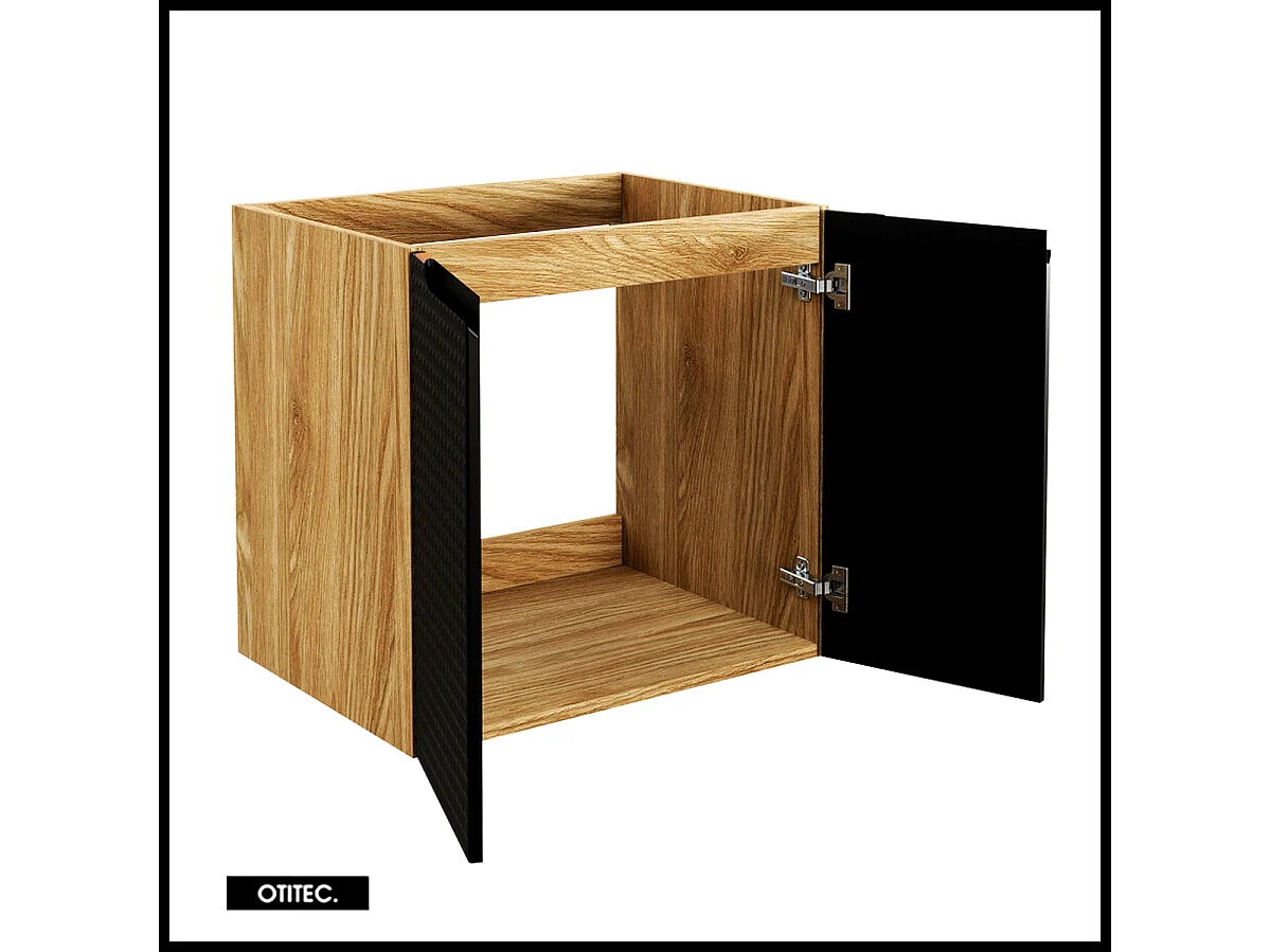 Meuble sous vasque de 60 cm - Noir - 2 portes - SETTA