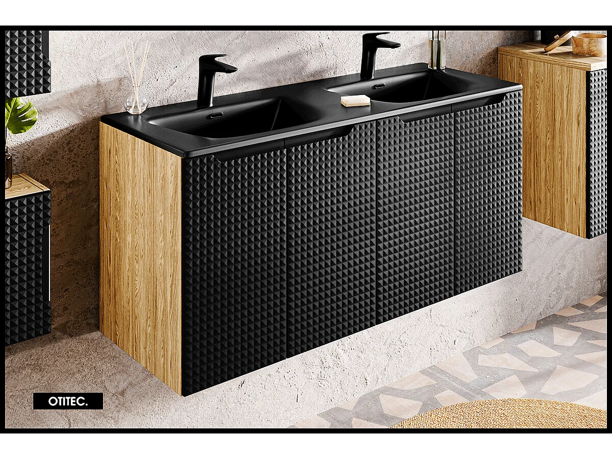 Meuble sous vasque de 60 cm - Noir - 2 portes - SETTA