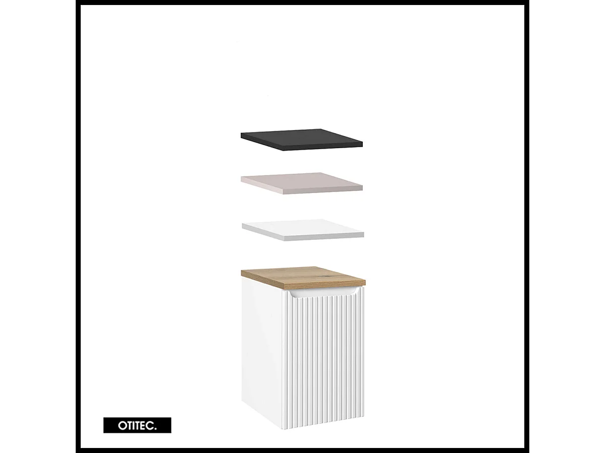 Meuble sous vasque de 40 cm - Blanc - avec panier - 1 porte - VOLTA