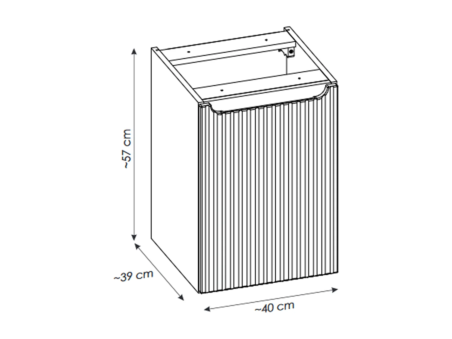 Meuble sous vasque de 40 cm - Blanc - avec panier - 1 porte - VOLTA