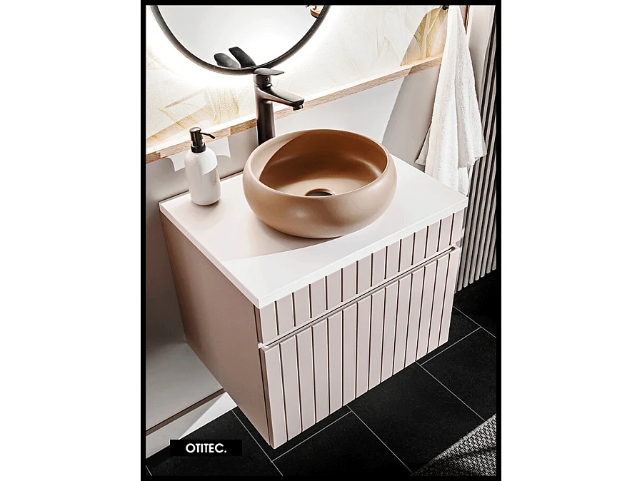 Meuble sous vasque de 100 cm - Cachemire Mat - 1 tiroir - MINO