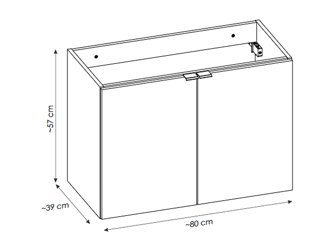Meuble sous vasque de 80 cm - Oak - 2 portes - VOLTA