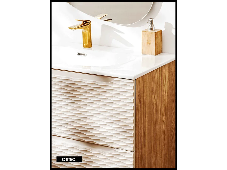 Meuble sous vasque de 70 cm - Beige - 2 tiroirs - SEA