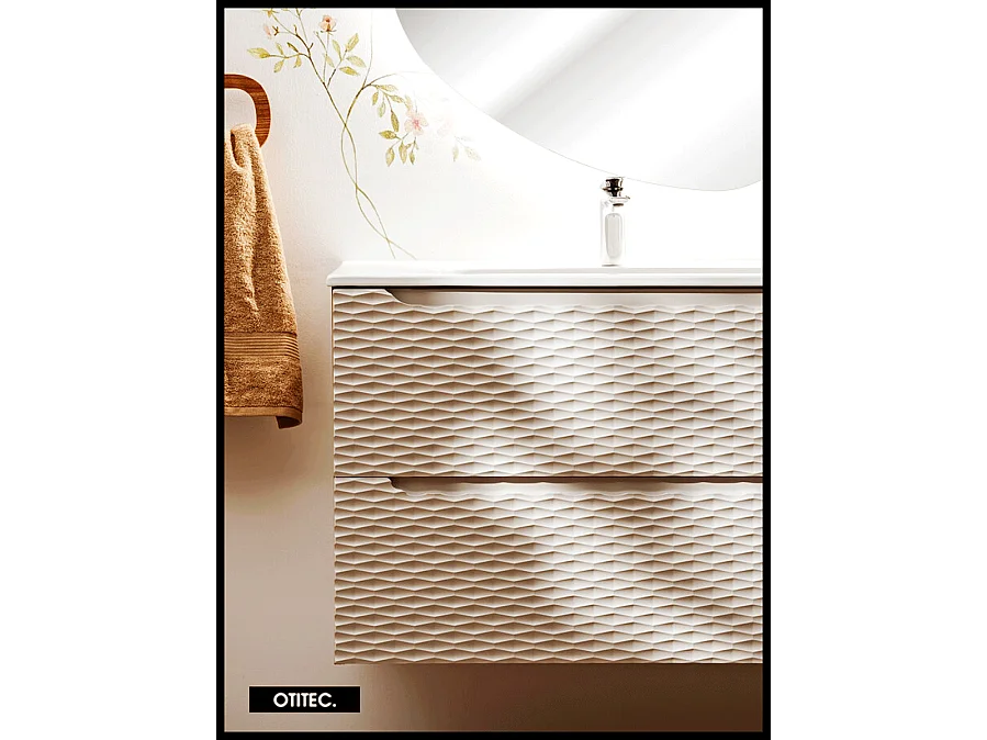 Meuble sous vasque de 70 cm - Beige - 2 tiroirs - SEA
