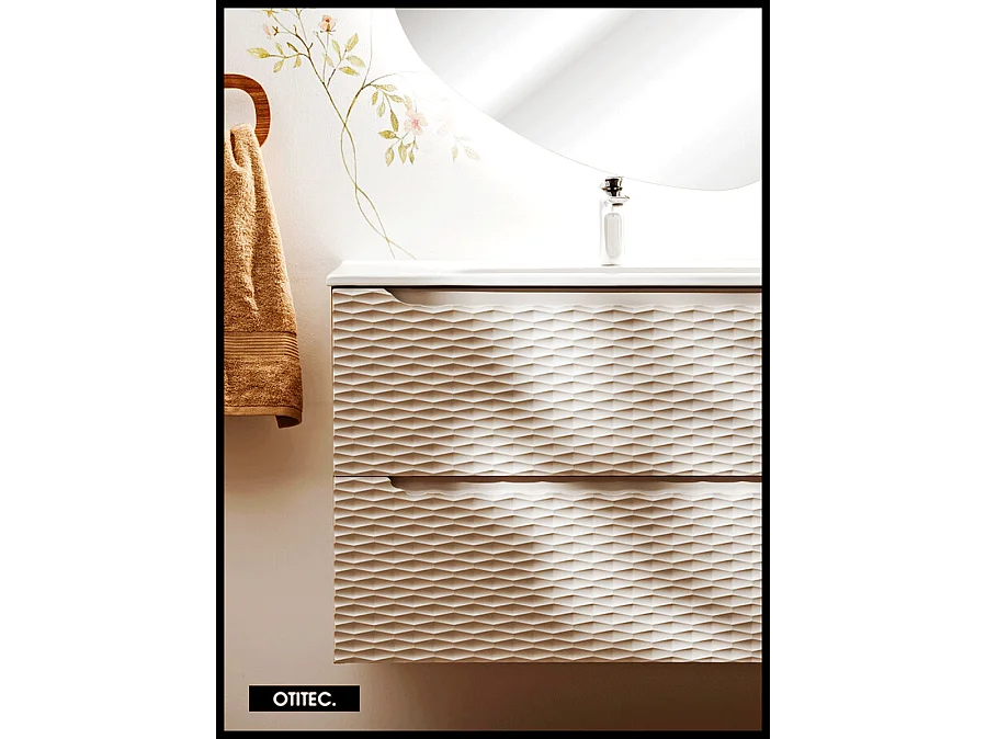 Meuble sous vasque de 70 cm - Beige - 2 tiroirs - SEA