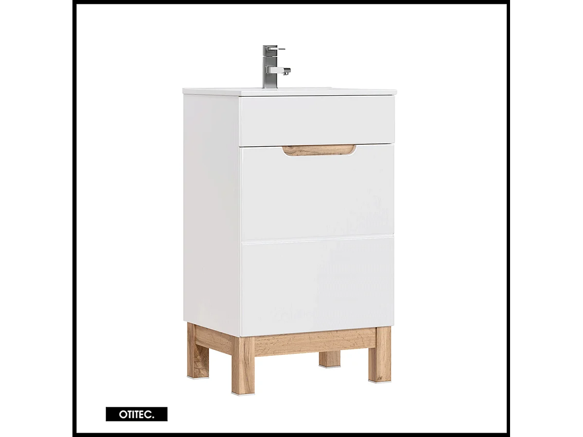 Meuble sous vasque de 50 cm - Blanc - 1 porte - BALI WHITE