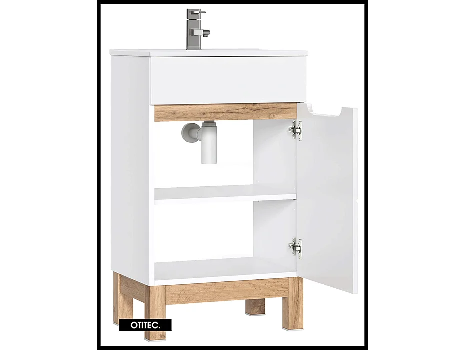 Meuble sous vasque de 50 cm - Blanc - 1 porte - BALI WHITE
