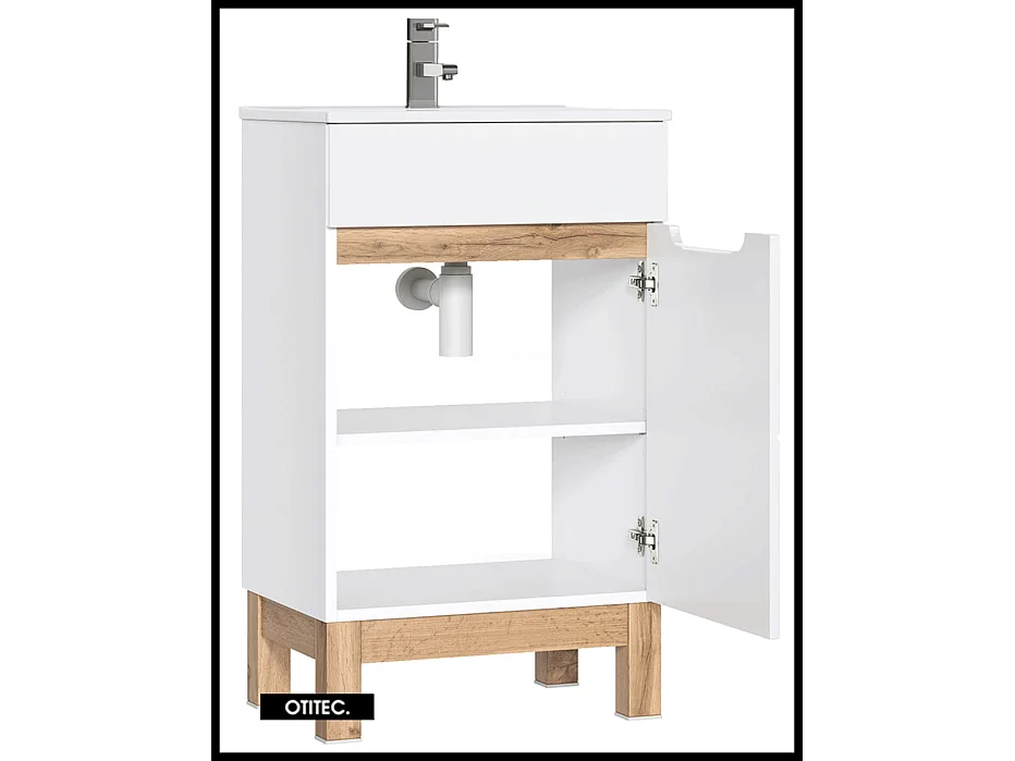 Meuble sous vasque de 50 cm - Blanc - 1 porte - BALI WHITE