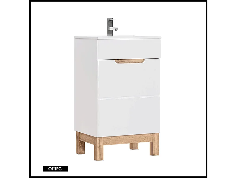 Meuble sous vasque de 50 cm - Blanc - 1 porte - BALI WHITE