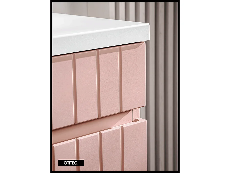 Meuble sous vasque de 80 cm - Rose - 1 tiroir - MINO