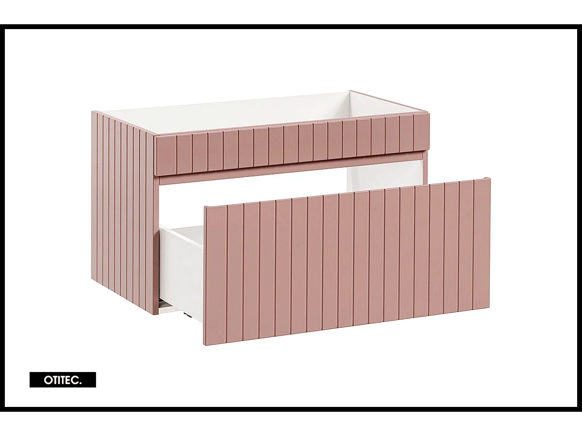 Meuble sous vasque de 80 cm - Rose - 1 tiroir - MINO