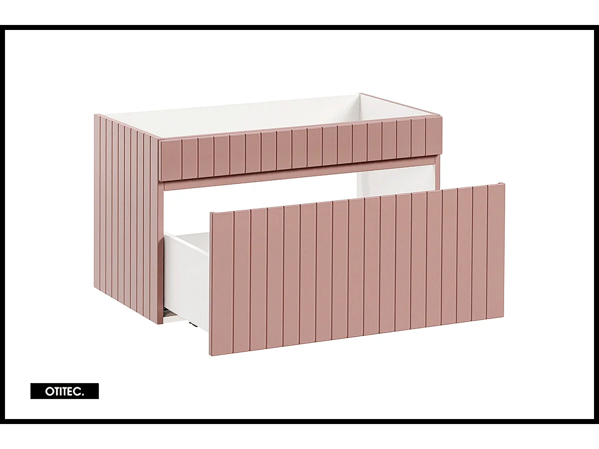 Meuble sous vasque de 80 cm - Rose - 1 tiroir - MINO