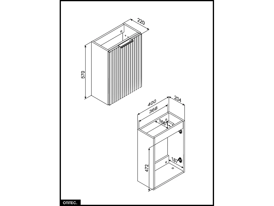 Meuble sous vasque - 20 x 40 cm - 1 porte - Chêne - WOTANIA