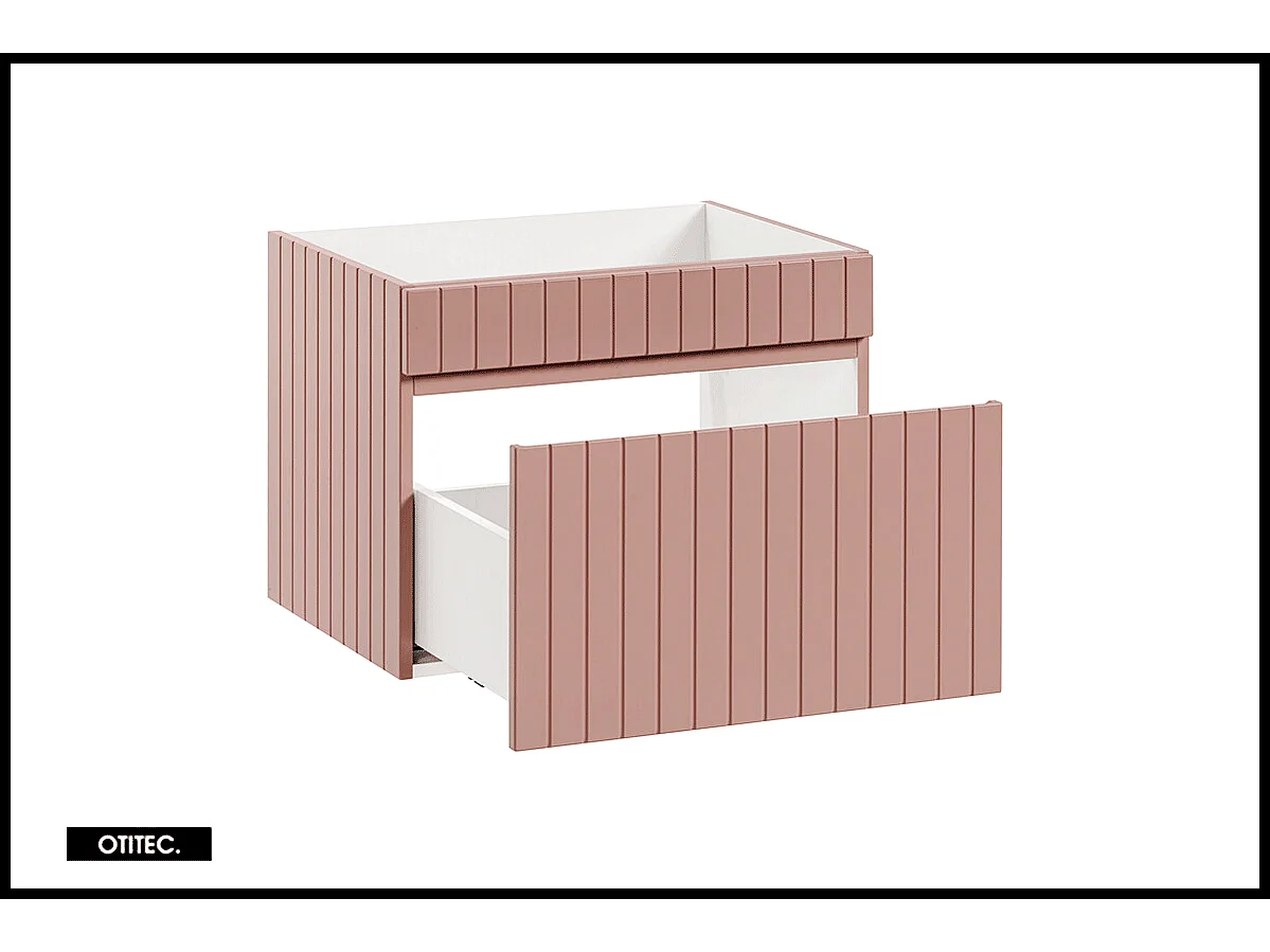 Meuble sous vasque de 60 cm - Rose - 1 tiroir - MINO