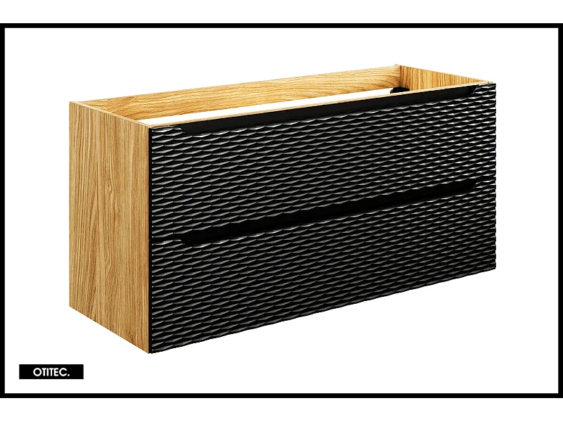 Meuble sous vasque de 120 cm - Noir - 2 tiroirs - SEA