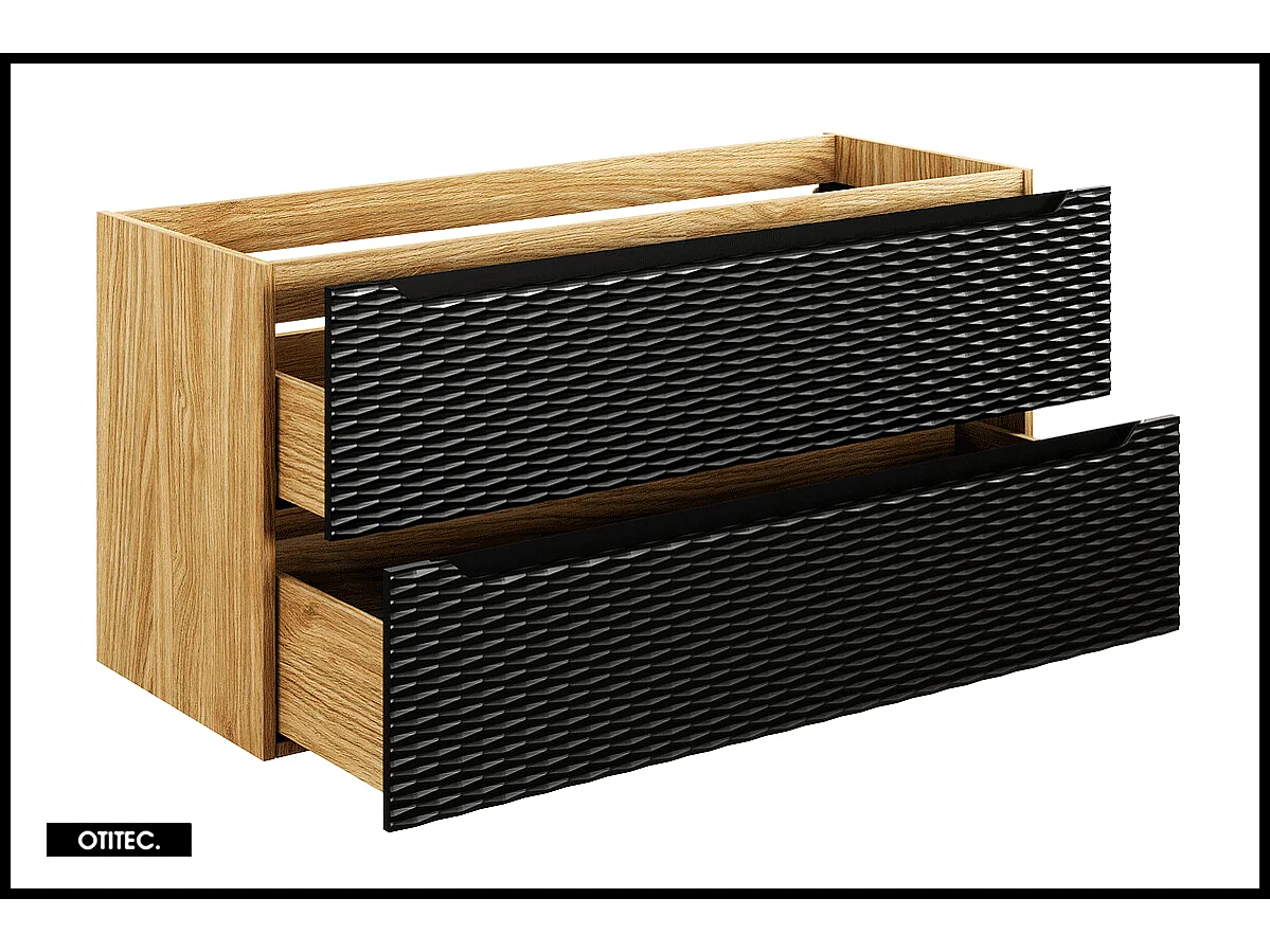 Meuble sous vasque de 120 cm - Noir - 2 tiroirs - SEA