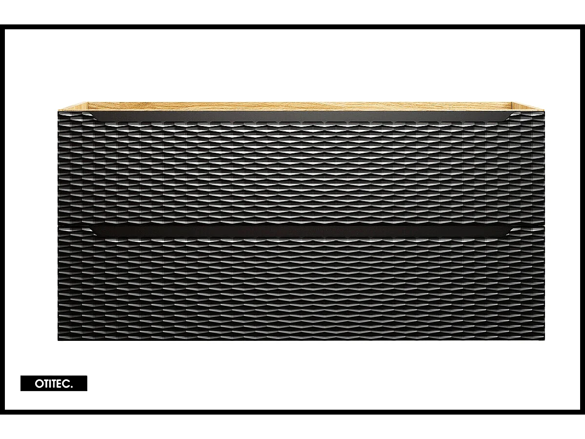 Meuble sous vasque de 120 cm - Noir - 2 tiroirs - SEA