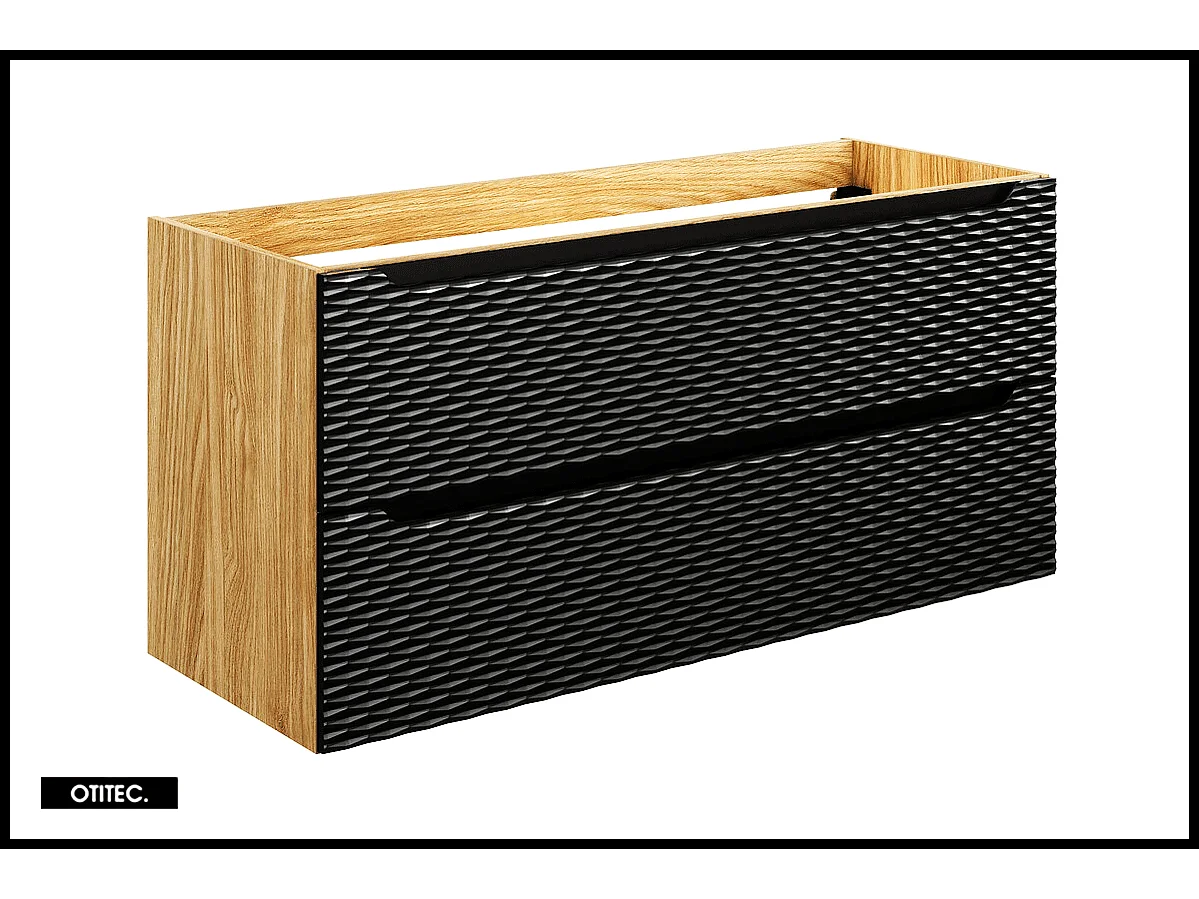 Meuble sous vasque de 120 cm - Noir - 2 tiroirs - SEA