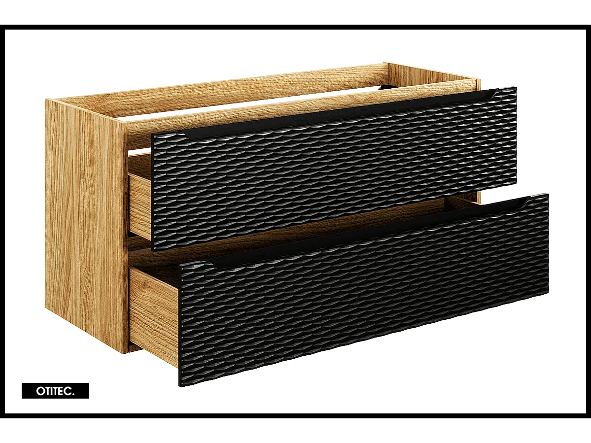 Meuble sous vasque de 120 cm - Noir - 2 tiroirs - SEA