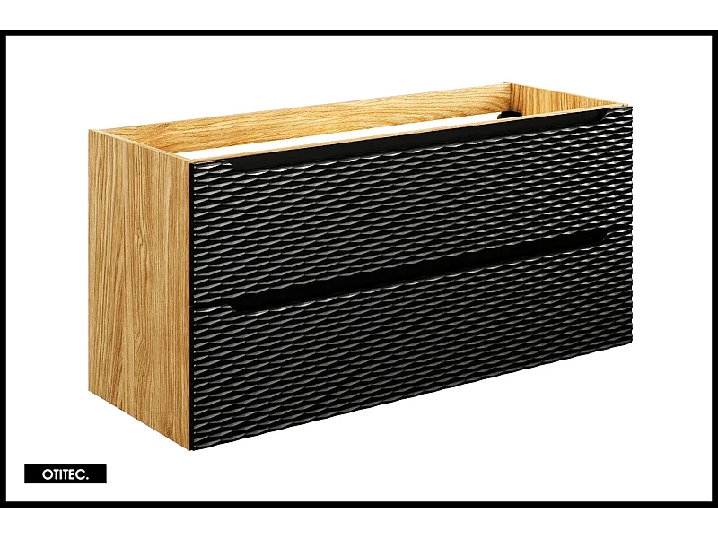 Meuble sous vasque de 120 cm - Noir - 2 tiroirs - SEA