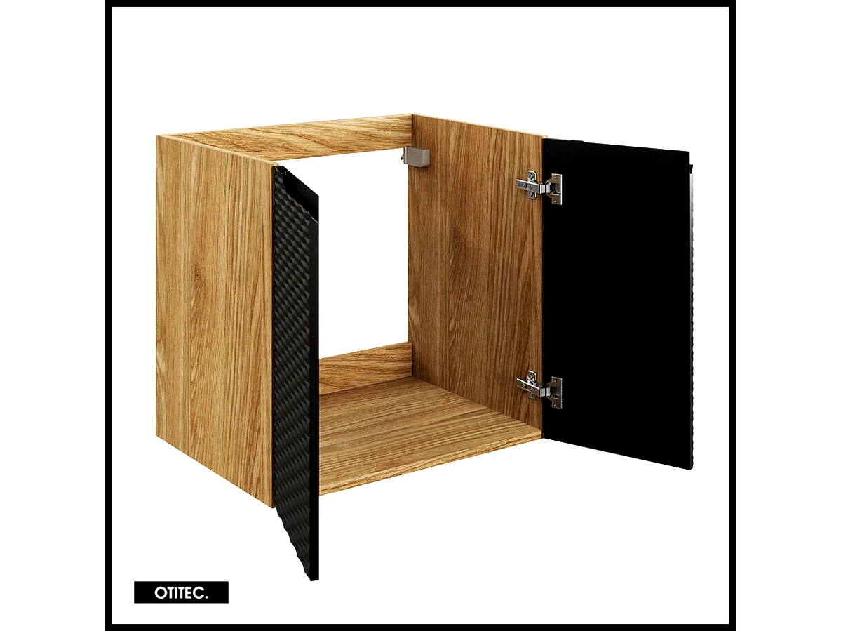 Meuble sous vasque de 60 cm - Noir - 2 portes - SEA