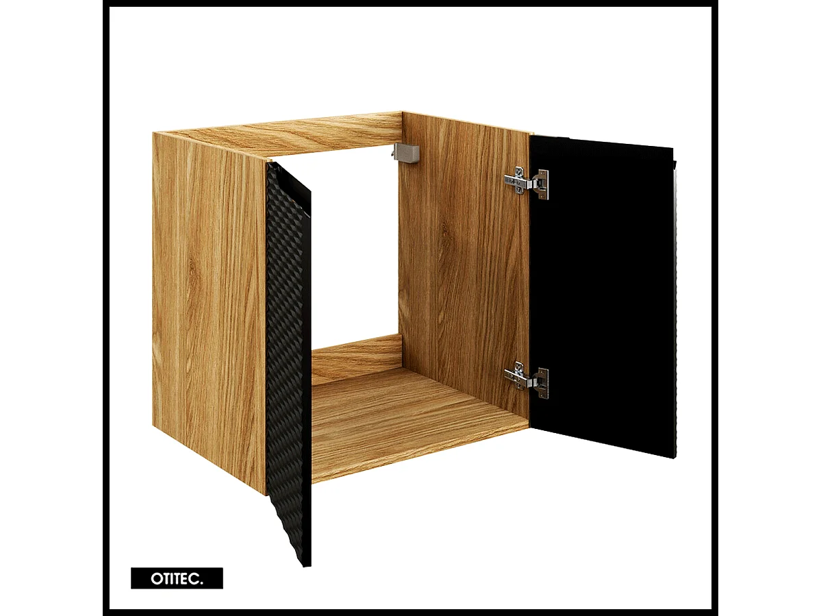 Meuble sous vasque de 60 cm - Noir - 2 portes - SEA