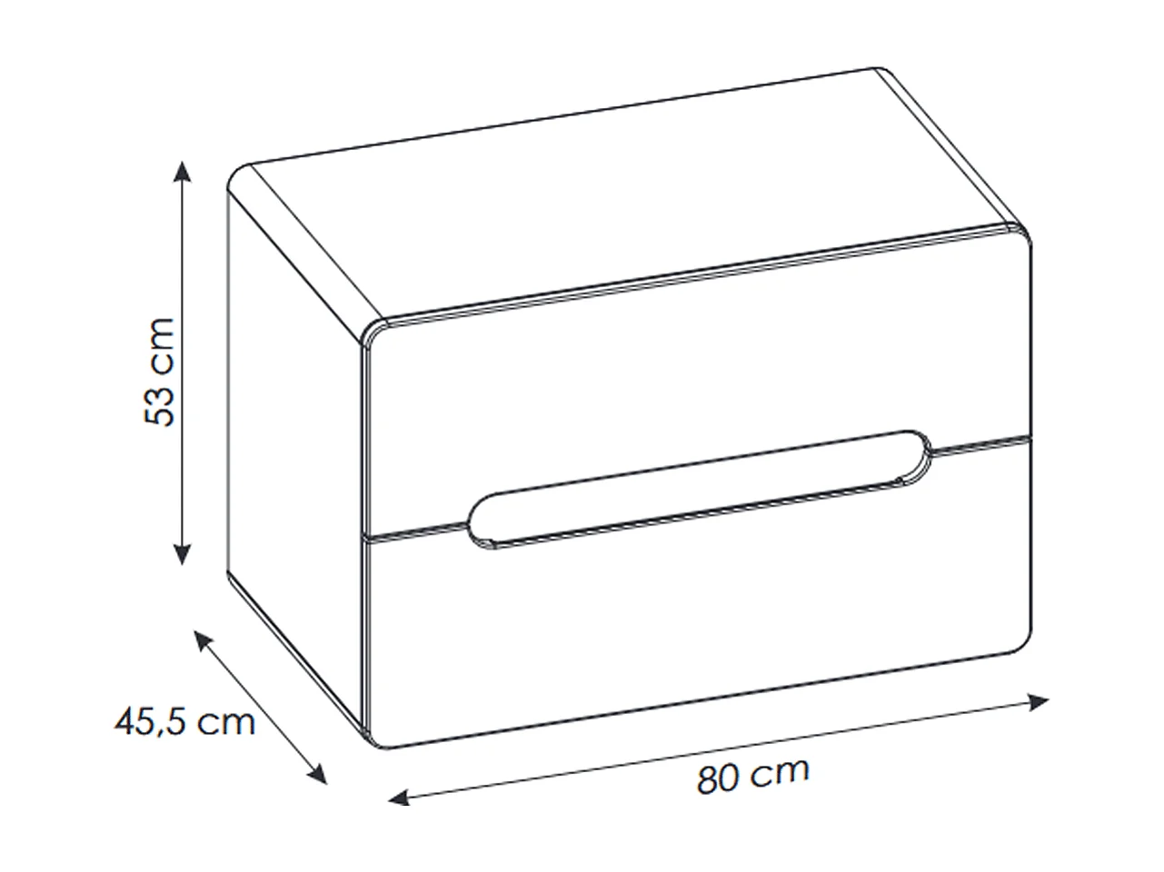 Meuble sous vasque de 80 cm - Gris - 2 tiroirs - PASTI