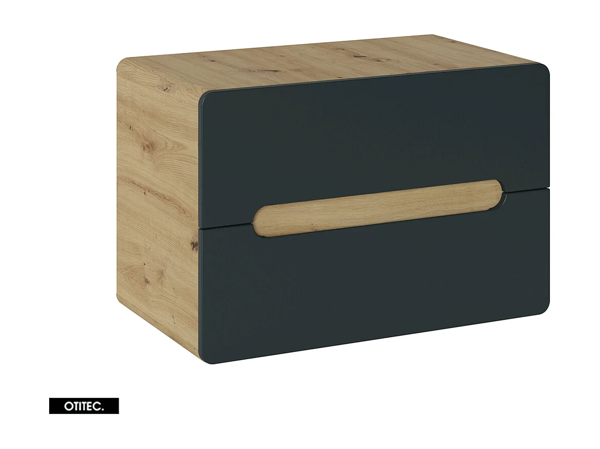 Meuble sous vasque de 80 cm - Gris - 2 tiroirs - PASTI