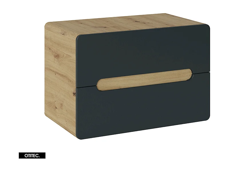 Meuble sous vasque de 80 cm - Gris - 2 tiroirs - PASTI