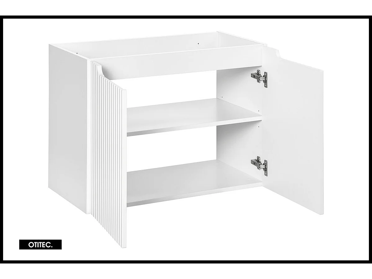 Meuble sous vasque de 80 cm - Blanc - 2 portes - VOLTA