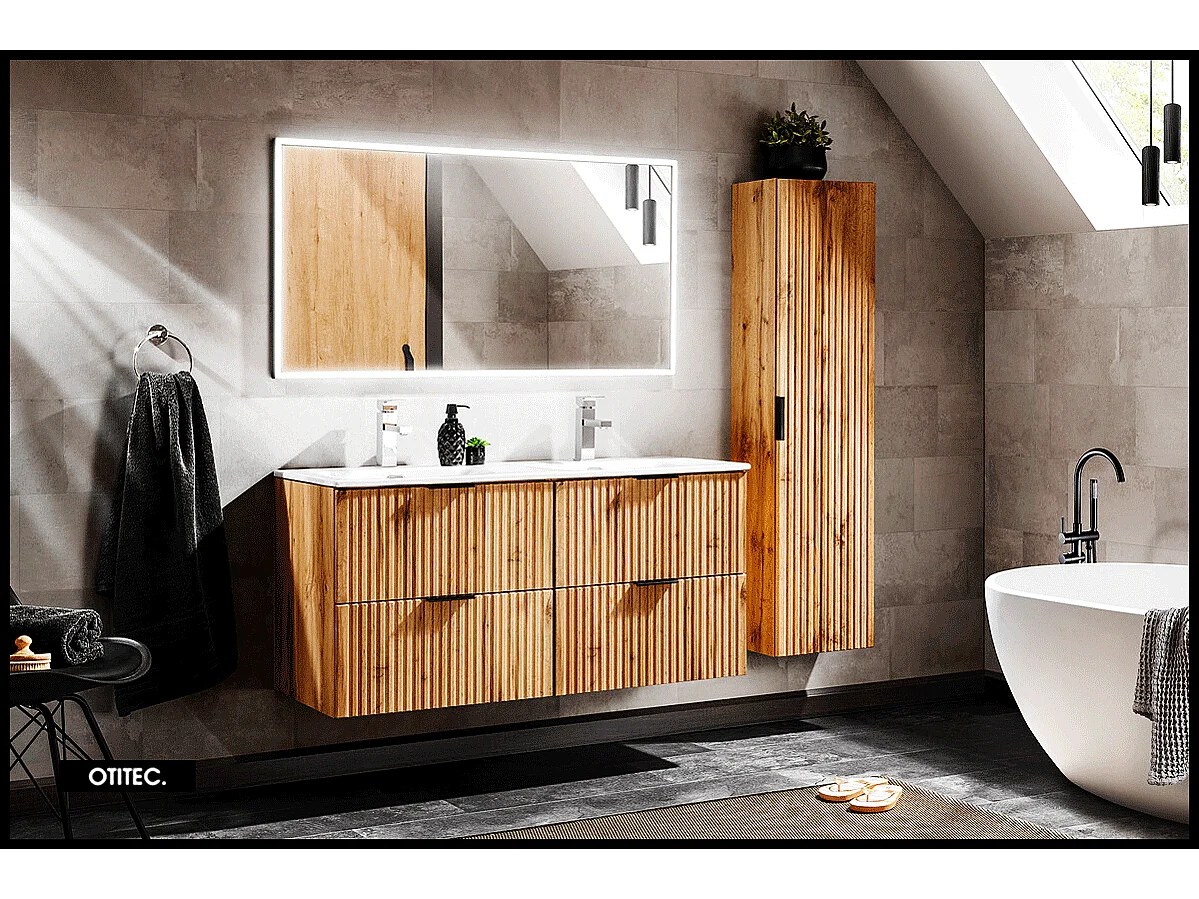 Meuble sous vasque de 80 cm - Oak - 2 tiroirs - LIVA