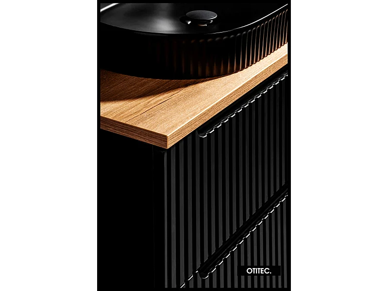 Meuble sous vasque de 60 cm - Noir - 2 portes - VOLTA