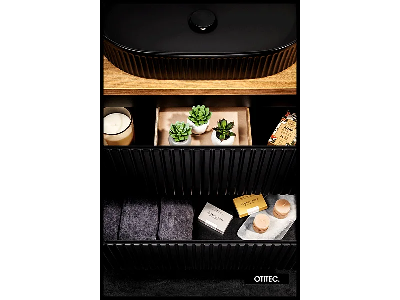 Meuble sous vasque de 60 cm - Noir - 2 portes - VOLTA