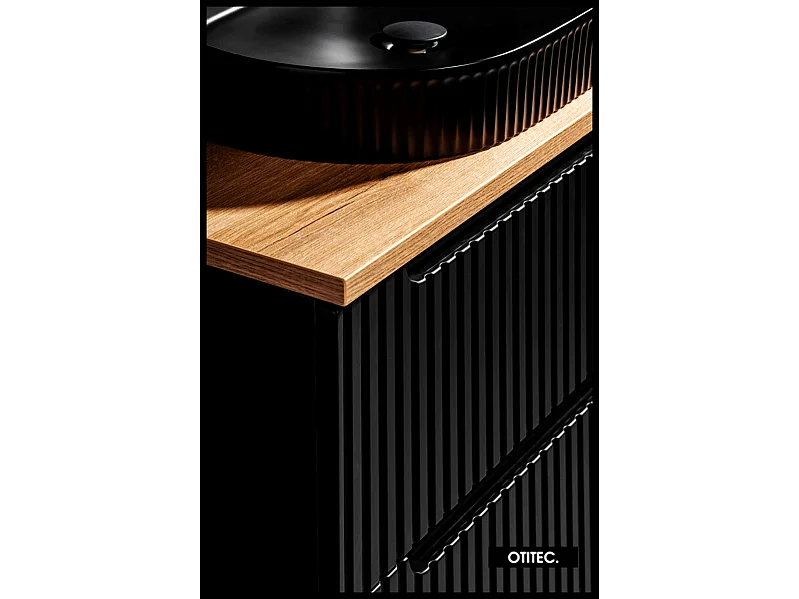 Meuble sous vasque de 60 cm - Noir - 2 portes - VOLTA