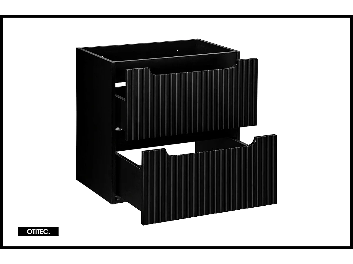 Meuble sous vasque de 60 cm - Noir - 2 tiroirs - VOLTA