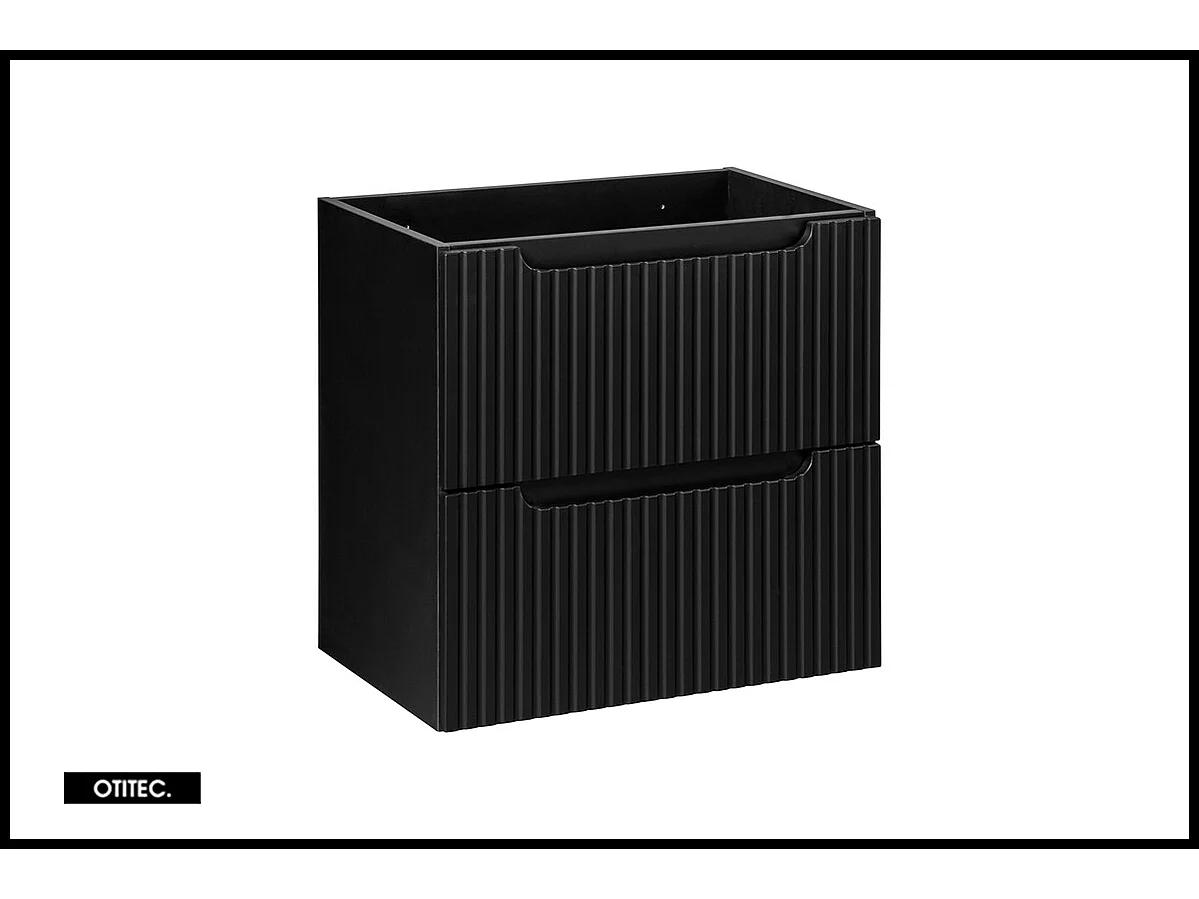 Meuble sous vasque de 60 cm - Noir - 2 tiroirs - VOLTA