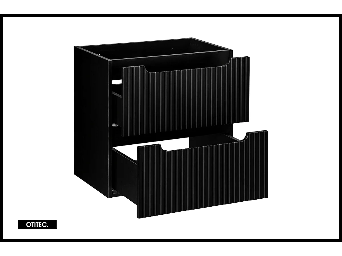 Meuble sous vasque de 60 cm - Noir - 2 tiroirs - VOLTA