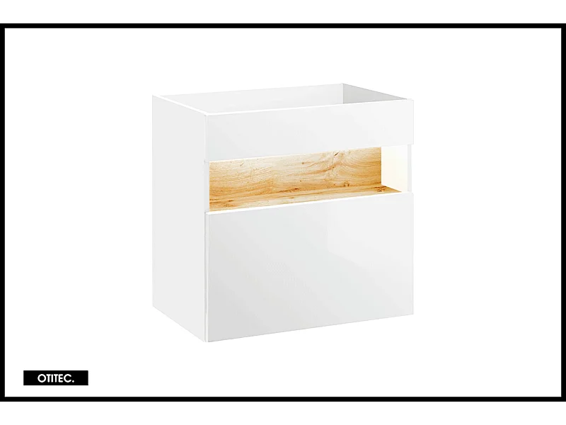 Meuble sous vasque de 60 cm - Blanc - 1 tiroir - CYCLO