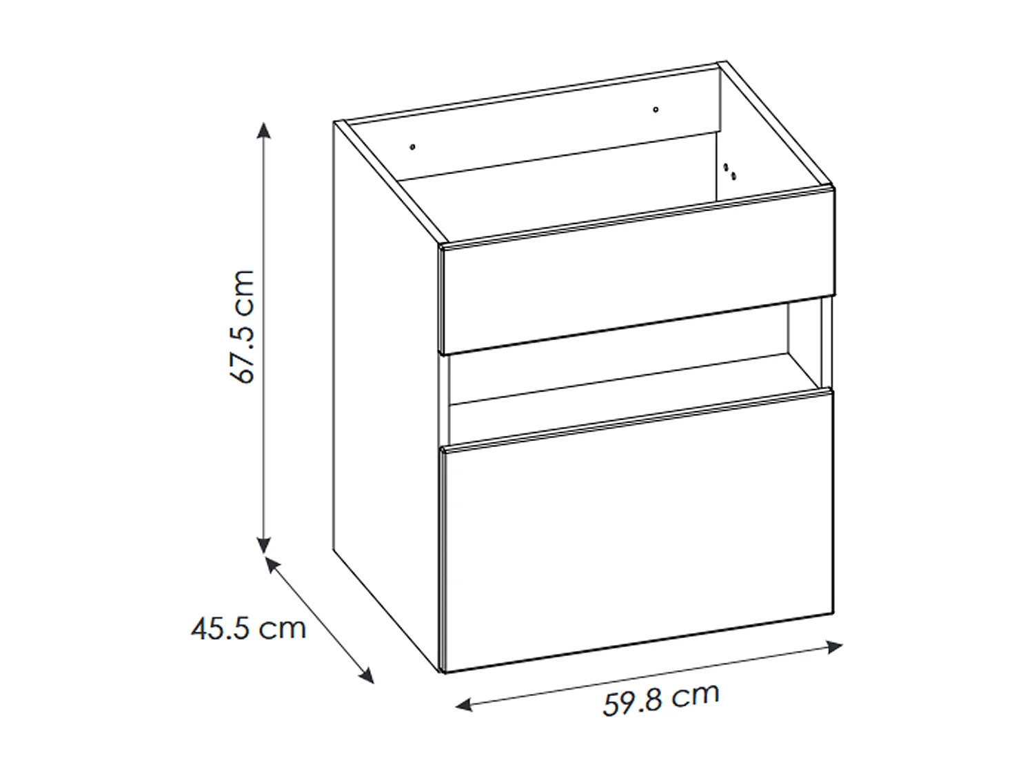 Meuble sous vasque de 60 cm - Blanc - 1 tiroir - CYCLO