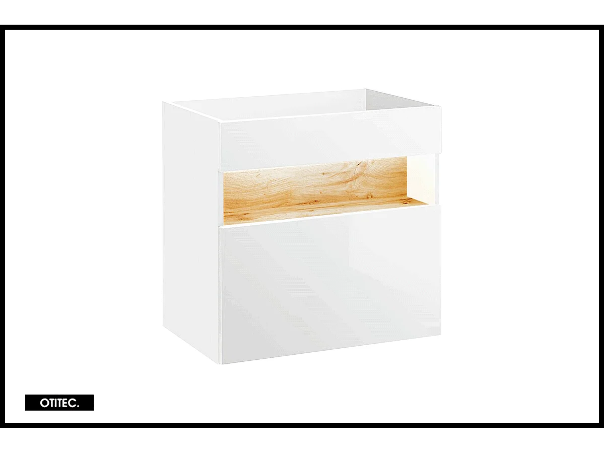 Meuble sous vasque de 60 cm - Blanc - 1 tiroir - CYCLO