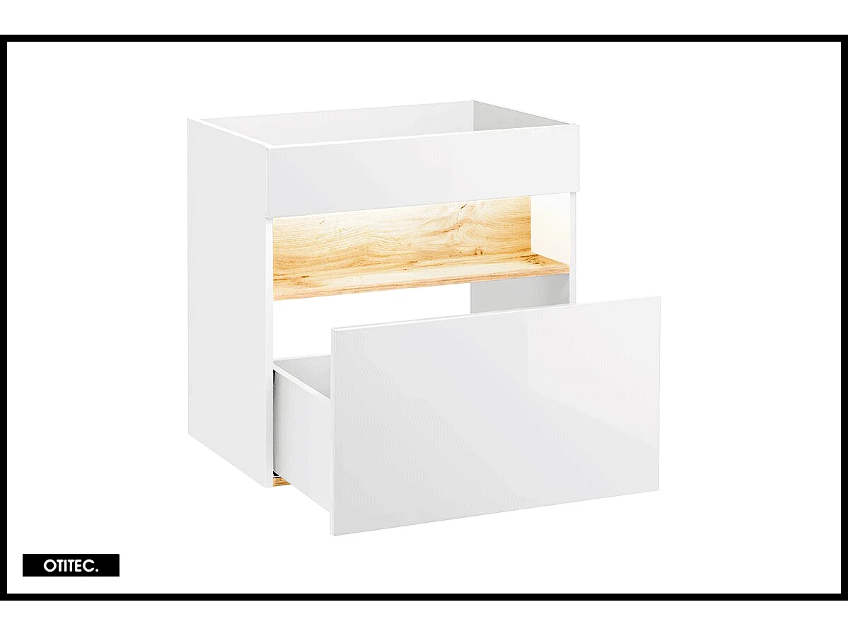 Meuble sous vasque de 60 cm - Blanc - 1 tiroir - CYCLO