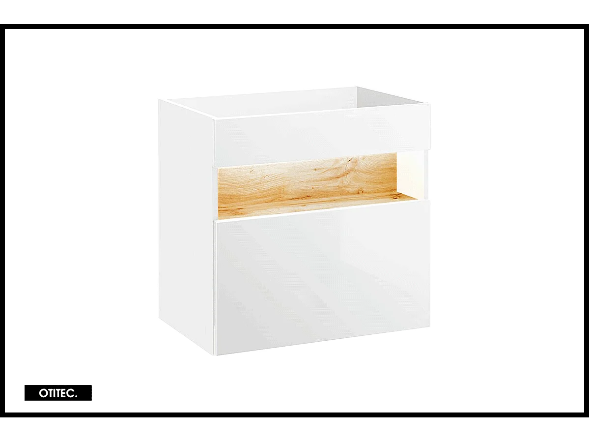 Meuble sous vasque de 60 cm - Blanc - 1 tiroir - CYCLO