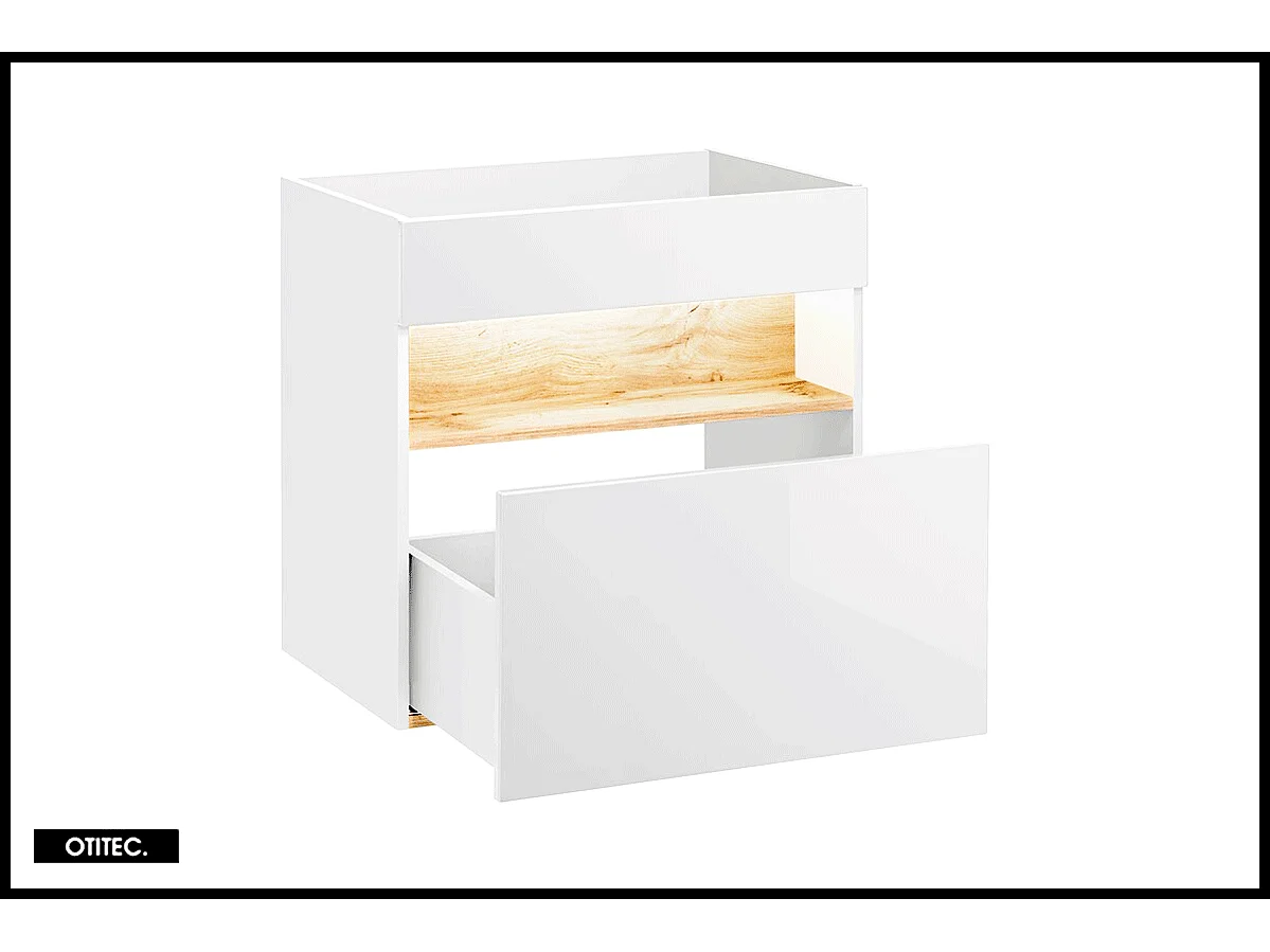 Meuble sous vasque de 60 cm - Blanc - 1 tiroir - CYCLO