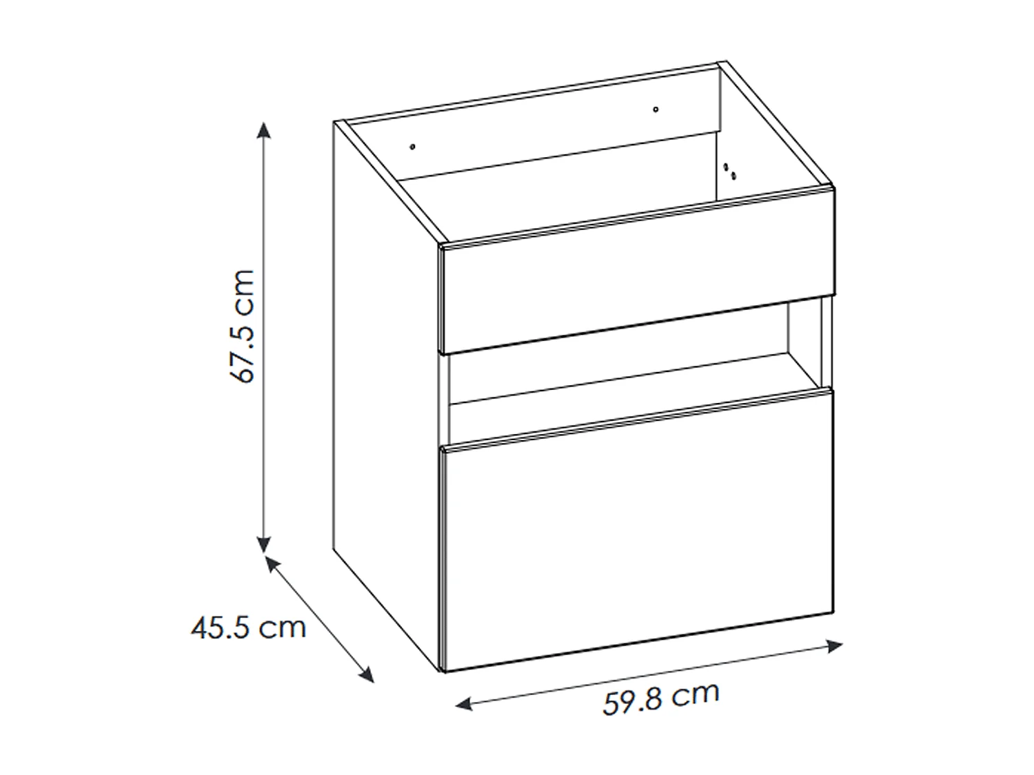 Meuble sous vasque de 60 cm - Blanc - 1 tiroir - CYCLO
