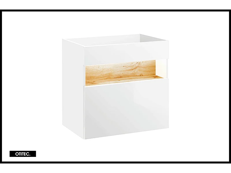 Meuble sous vasque de 60 cm - Blanc - 1 tiroir - CYCLO