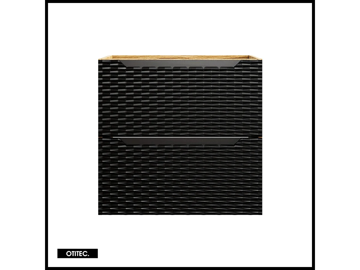 Meuble sous vasque de 60 cm - Noir - 2 tiroirs - SEA